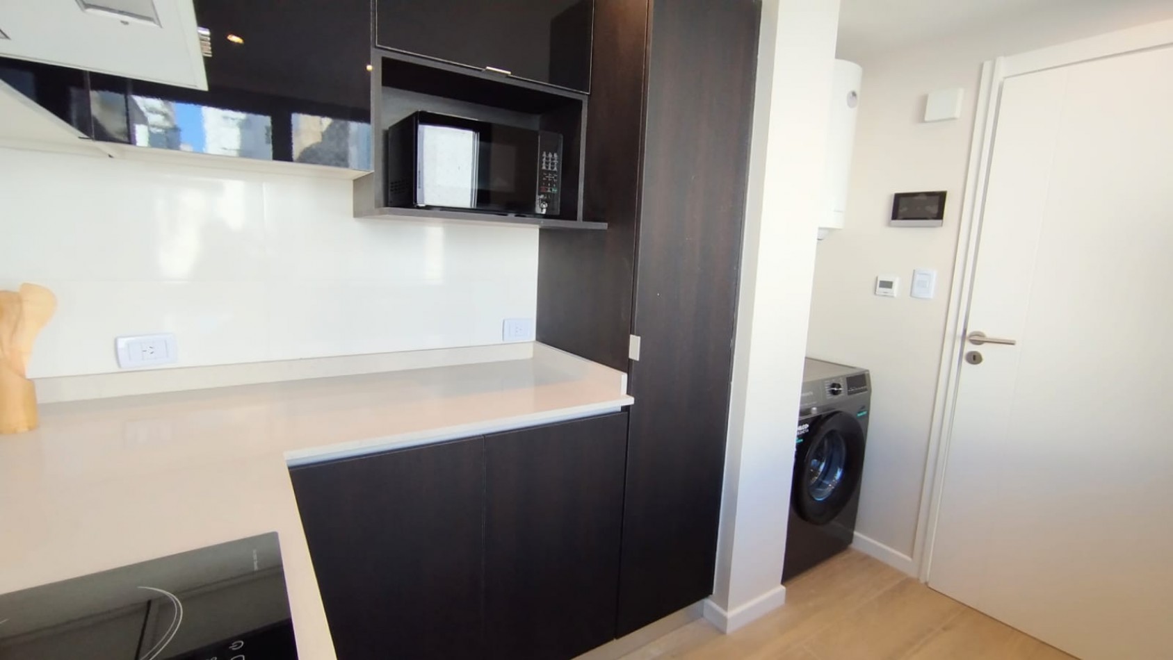 Departamento dos ambientes a Estrenar a la calle con balcon saliente. Amoblado. Zona: Plaza Colon