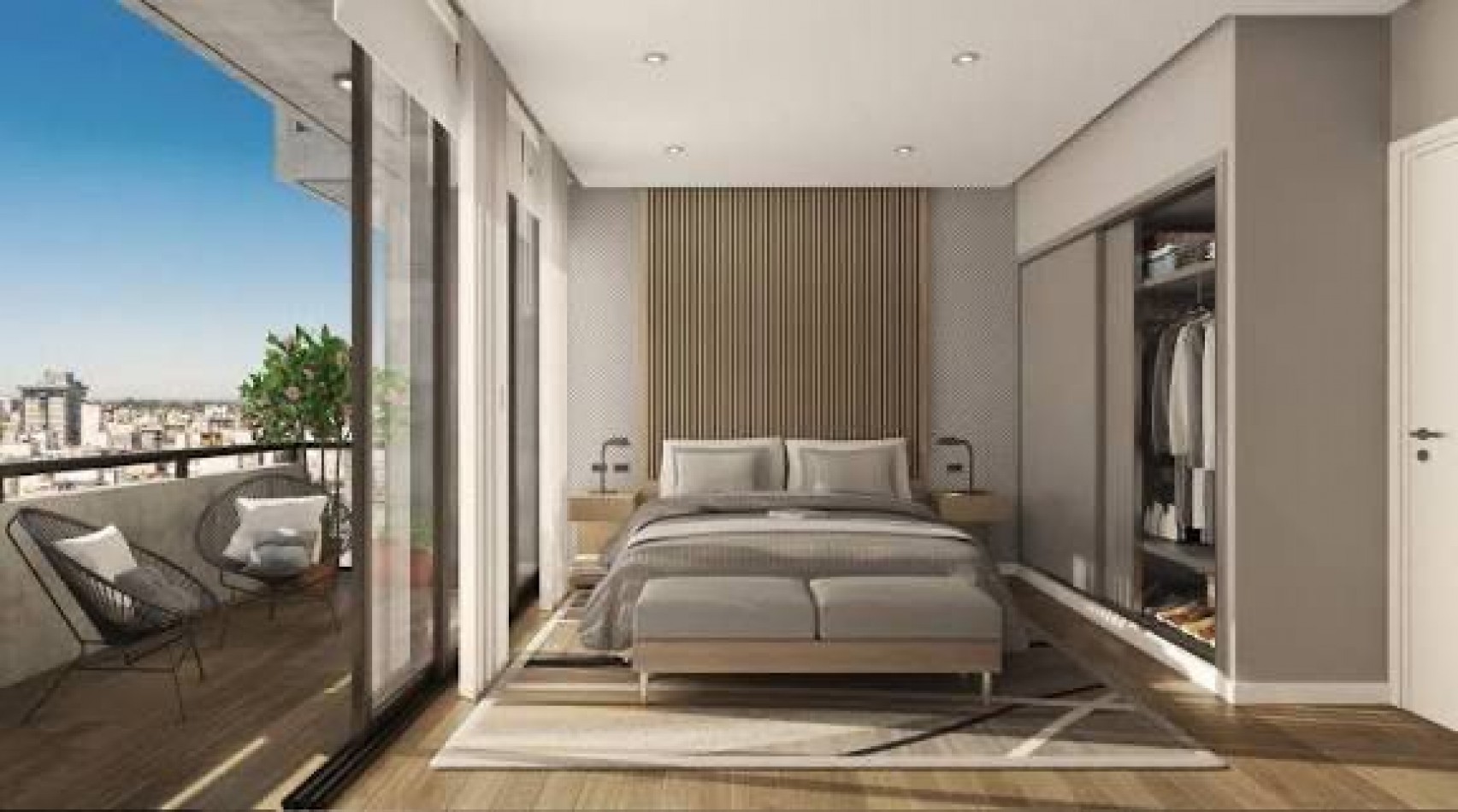 Departamento dos ambientes a Estrenar a la calle con balcon saliente con cochera fija. Centro