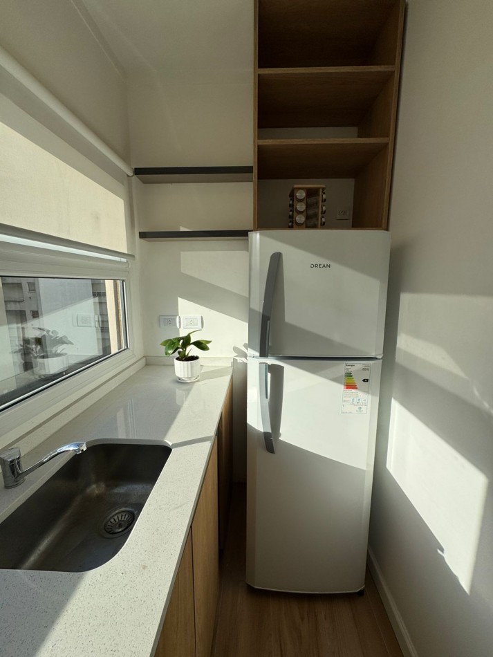 Deatamento un ambiente luminoso. Reciclado y amoblado. Zona: Centro