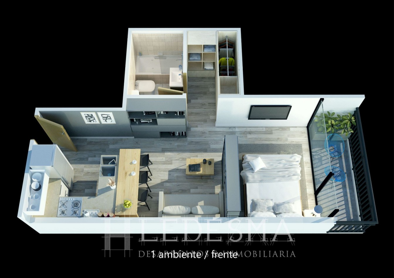 Departamento un ambiente a Estrenar a la ccalle con balcon saliente- Zona: Aldrey